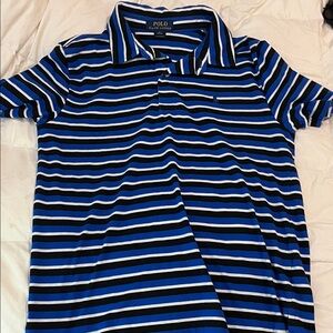Polo by Ralph Lauren Men's Black and Blue Striped Polo